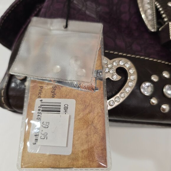 Montana West Purple Bling Purse Multi Pocket Zip Magnetic Closures New with Tags - Picture 3 of 13